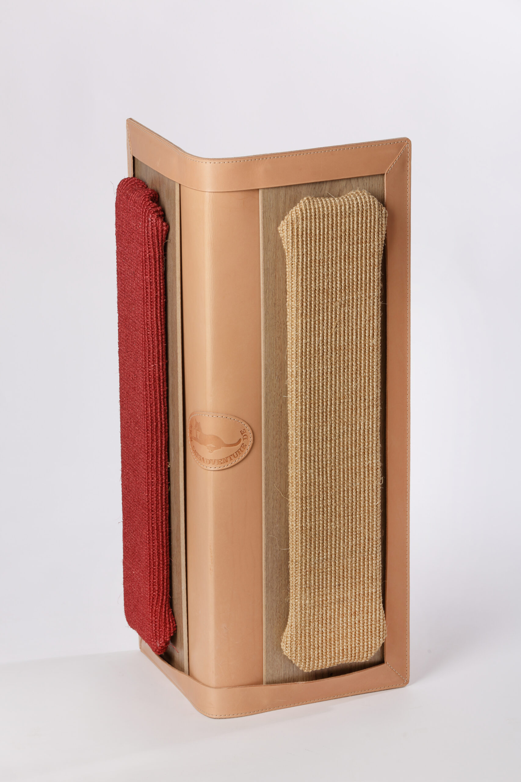 Echt Leder Eckenkratzbrett mit 2 Katzenzungen